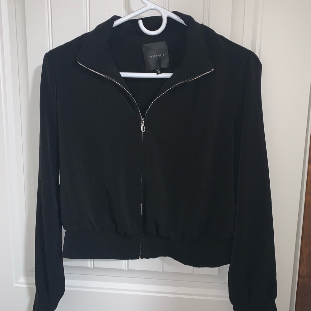 Dynamite black zip up cropped jacket
